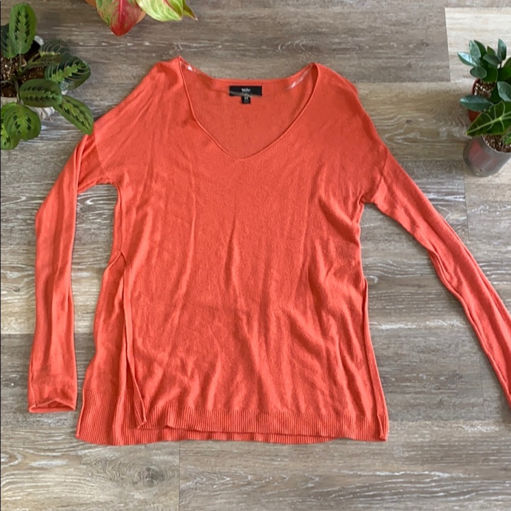 Orange side slit sweater